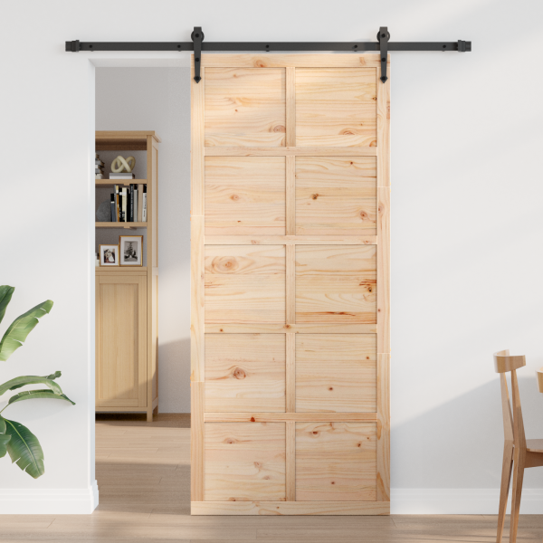 Puerta Corrediza Marrón 90 x 210 cm Madera maciza de pino M 3