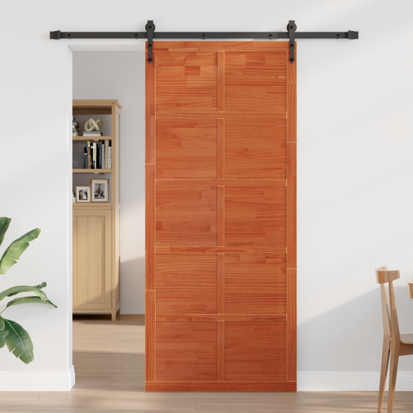 Puerta Corrediza Marrón 80 x 210 cm Madera maciza de pino M 3