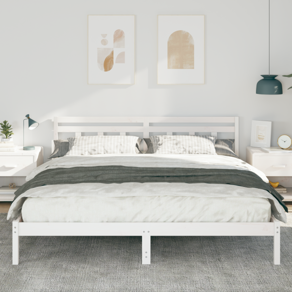 Estrutura da Cama Branco 180 x 200 cm Madeira de pinho maciça M 5