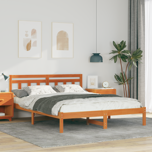 Estructura de cama Marrón 140 x 200 cm Madera de pino D
