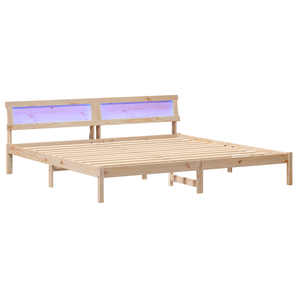 Estrutura da Cama com luzes de tira LED com cabeceira Castanho 180 x 200 cm M 2