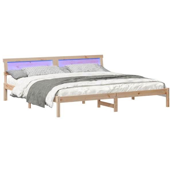 Estrutura da Cama com luzes de tira LED com cabeceira Castanho 180 x 200 cm M 3