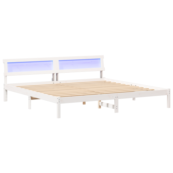 Estrutura da Cama com luzes de tira LED com cabeceira Branco 180 x 200 cm M 2