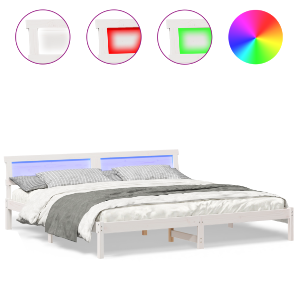 Estrutura da Cama com luzes de tira LED com cabeceira Branco 180 x 200 cm M 4