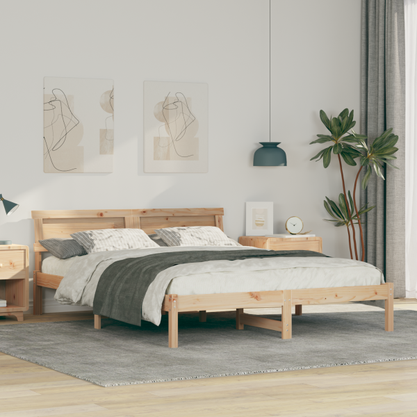 Estructura de cama Marrón 150 x 200 cm Madera de pino D
