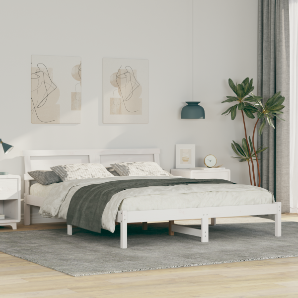 Estructura de cama Blanco 150 x 200 cm Madera de pino sólido D