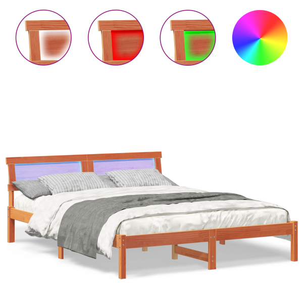 Estructura de cama Marrón cera 140 x 200 cm Madera de pino M 4