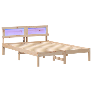 Estrutura da Cama com luzes de tira LED com cabeceira Castanho 120 x 200 cm H