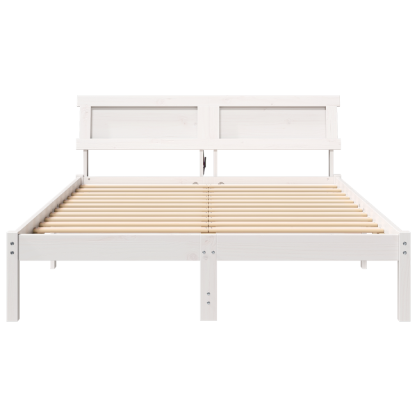 Estrutura da Cama com luzes de tira LED com cabeceira Branco 120 x 200 cm M 5