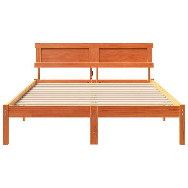 Estructura de cama Marrón cera 140 x 190 cm Madera de pino M 5