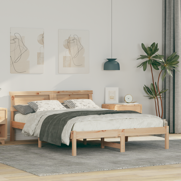 Estructura de cama Marrón 135 x 190 cm Madera de pino D