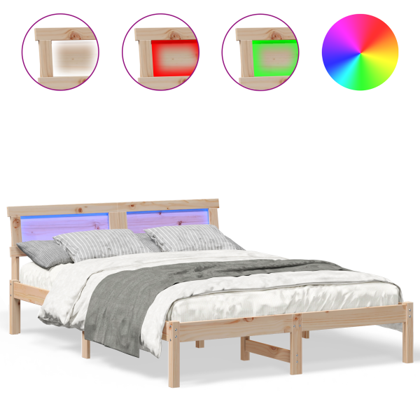 Estrutura da Cama com luzes de tira LED com cabeceira Castanho 120 x 190 cm M 4