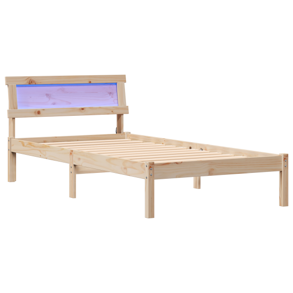 Estrutura da Cama com luzes de tira LED com cabeceira Castanho 75 x 190 cm M 2
