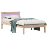 Estrutura da Cama com luzes de tira LED com cabeceira Castanho 75 x 190 cm 3