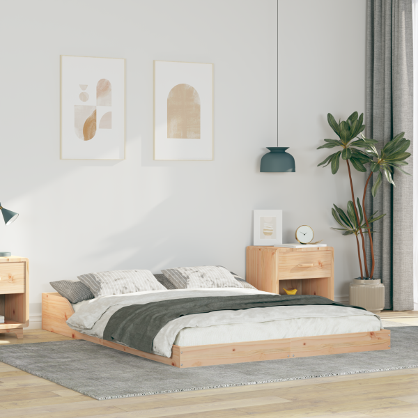 Estructura de cama Marrón 140 x 190 cm Madera maciza de pino D