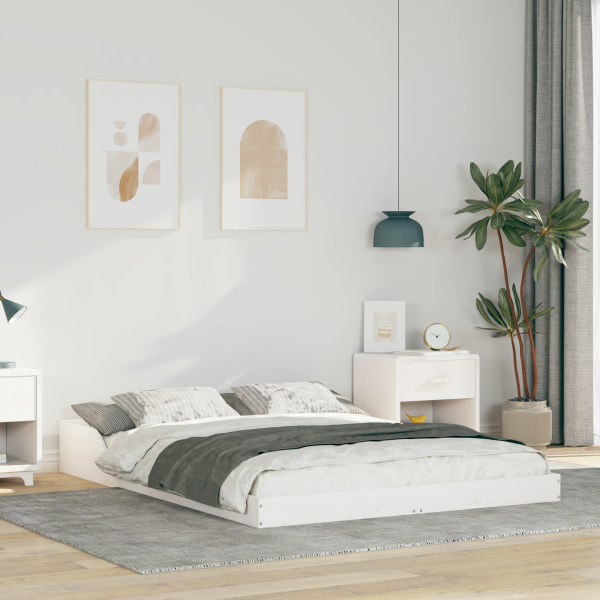Estructura de cama Blanco 140 x 190 cm Madera maciza de pino D