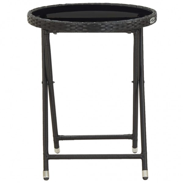 Mesa de centro ratán sintético y vidrio templado negro 60 cm M 2