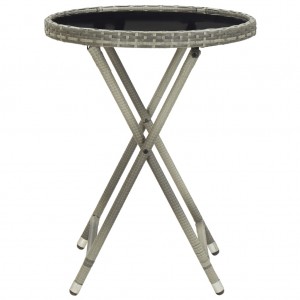 Mesa de centro ratán sintético y vidrio templado gris 60 cm H