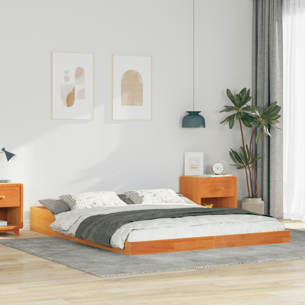 Estructura de cama Marrón cera 160 x 220 cm D