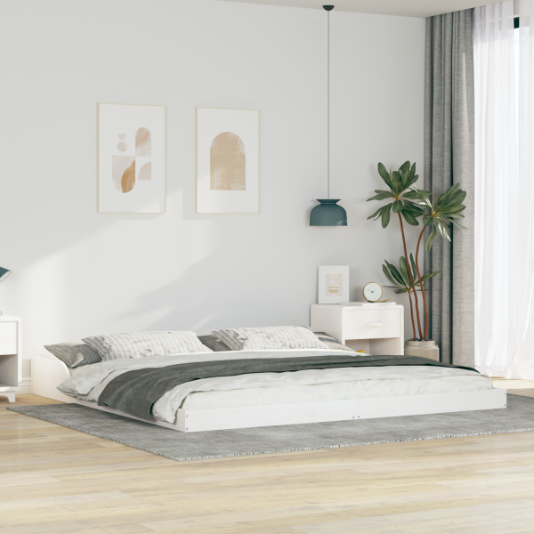 Estructura de cama Blanco 200 x 220 cm Madera maciza de pino D