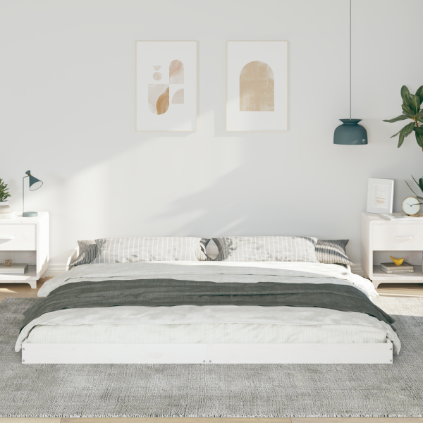 Estrutura da Cama Branco 200 x 220 cm Madeira de pinho maciça M 5
