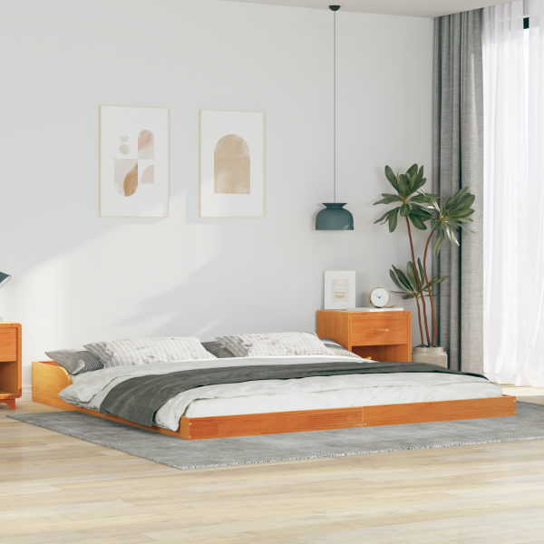 Estructura de cama Marrón cera 200 x 220 cm D