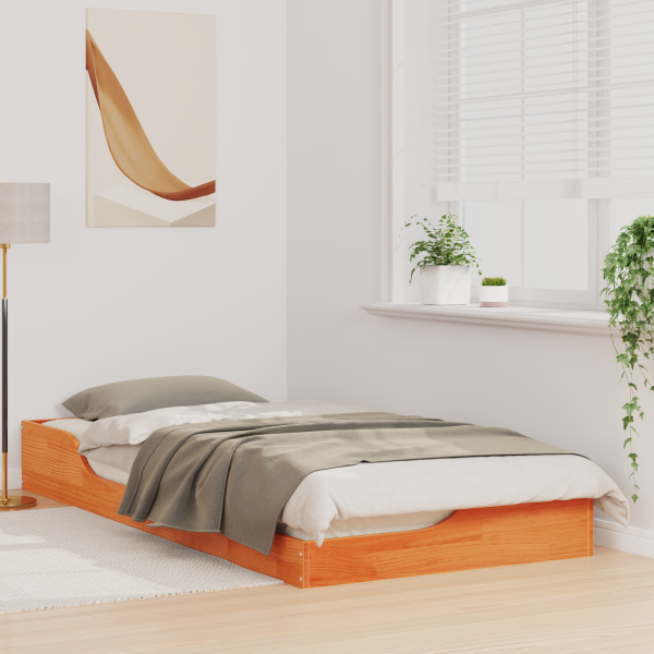 Estrutura de cama de chão Castanho-mel 90 x 200 cm M 5