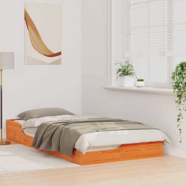 Estructura de cama Marrón cera 75 x 190 cm M 5