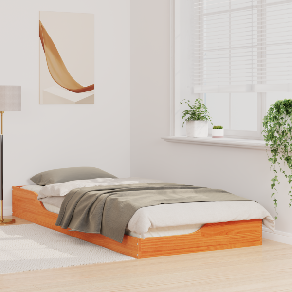 Estrutura de cama de chão Castanho-mel 80 x 210 cm M 5