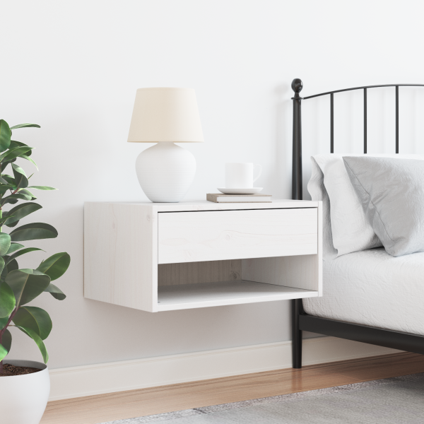 Mesita de noche montada en la pared Blanco 50 x 32.5 x 24 cm M 4