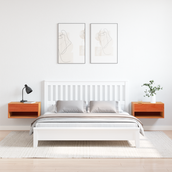 Mesa de Cabeceira Montada na Parede 2 pcs Castanho-mel M 4