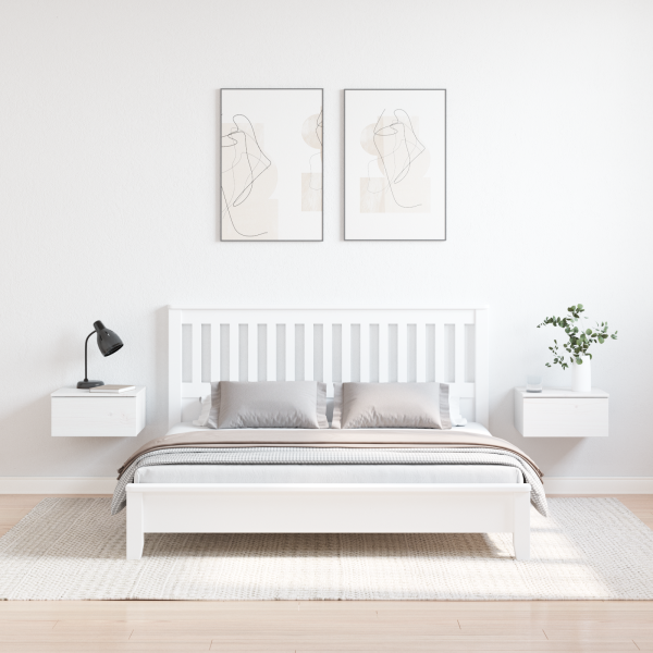 Mesita de noche montada en la pared con cajón 2 pcs Blanco M 4