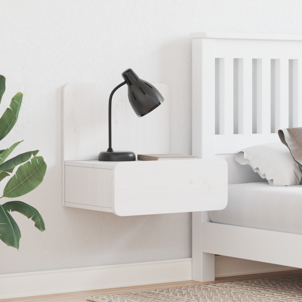 Mesita de noche montada en la pared Blanco 44 x 32.5 x 40 cm D