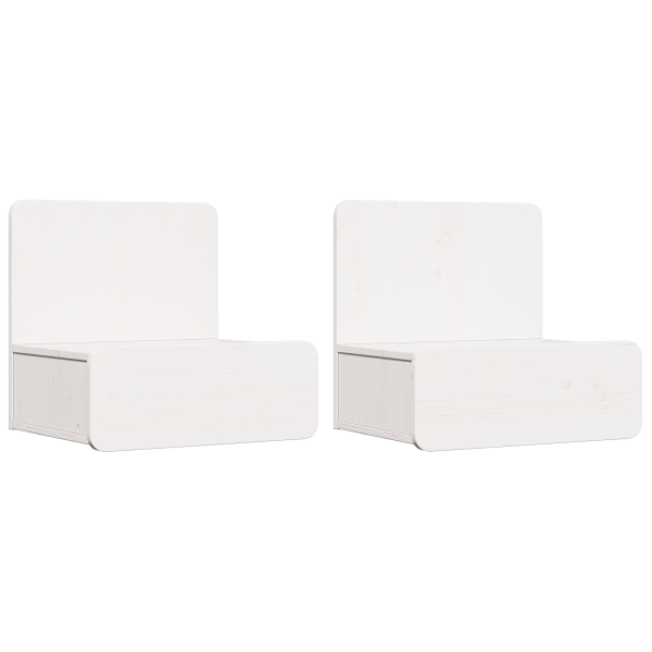 Mesita de noche montada en la pared con cajón 2 pcs Blanco M 2