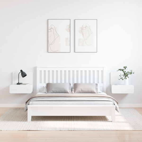 Mesita de noche montada en la pared con cajón 2 pcs Blanco M 4