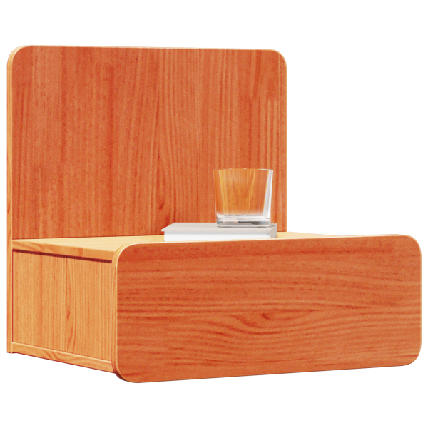 Mesita de noche montada en la pared con cajón 2 pcs Marrón cera M 3