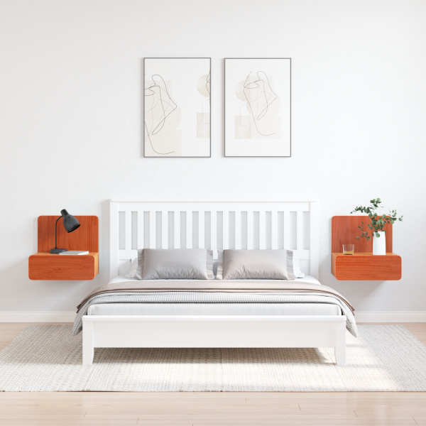 Mesa de Cabeceira Montada na Parede 2 pcs Castanho-mel M 4