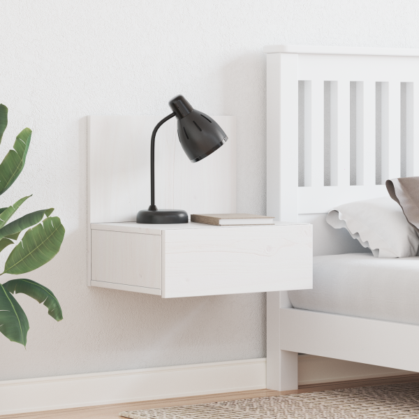 Mesita de noche montada en la pared con cajón 2 pcs Blanco D