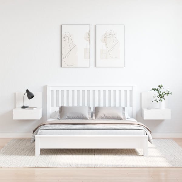 Mesita de noche montada en la pared con cajón 2 pcs Blanco M 4