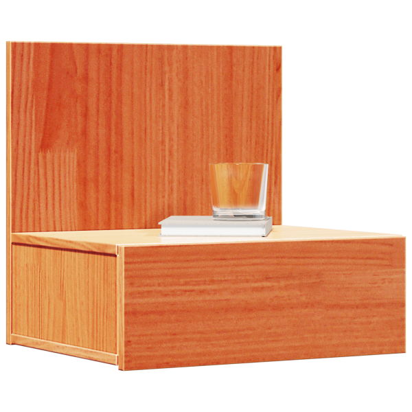 Mesita de noche montada en la pared con cajón 2 pcs Marrón cera M 3