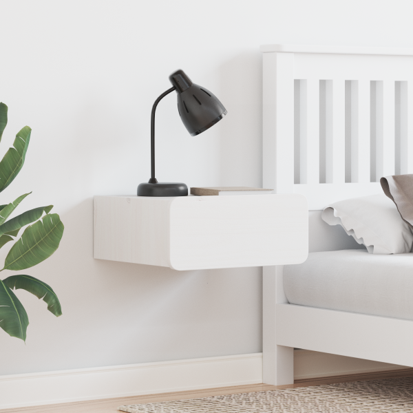 Mesita de noche montada en la pared con cajón 2 pcs Blanco D