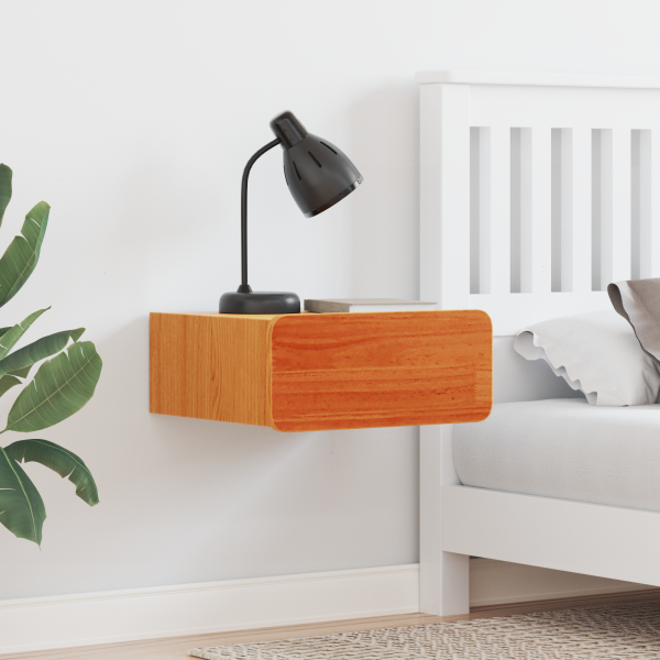 Mesita de noche montada en la pared con cajón Marrón cera D