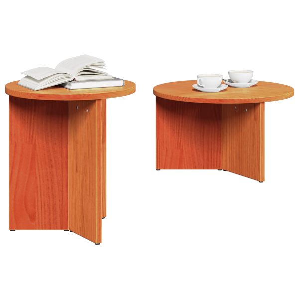 Conjunto de Mesas de Café 2 pcs Marrón cera 49 x 49 x 28 cm M 3