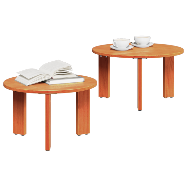 Conjunto de Mesas de Café 2 pcs Marrón cera 47.5 x 47.5 x 27 cm M 3