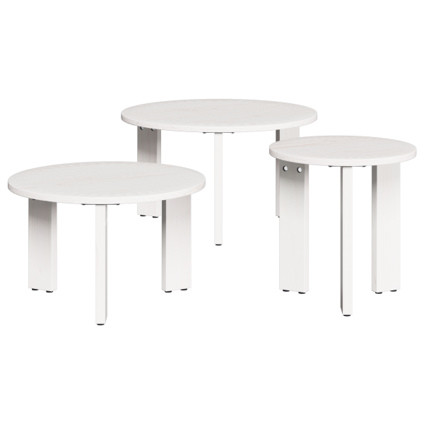 Conjunto de Mesas de Café 3 pcs Blanco 47.5 x 47.5 x 27 cm M 2