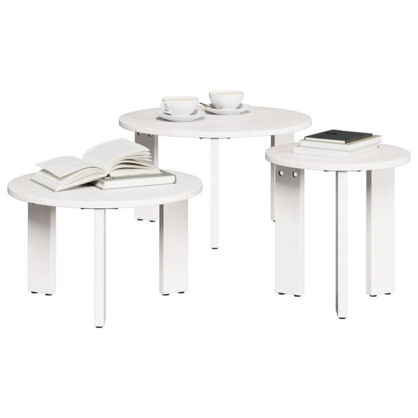 Conjunto de Mesas de Café 3 pcs Blanco 47.5 x 47.5 x 27 cm M 3
