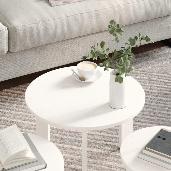 Conjunto de Mesas de Café 3 pcs Blanco 47.5 x 47.5 x 27 cm M 4