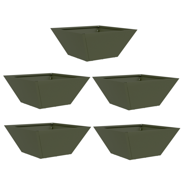 Maceta de Plástico 5 pcs Verde oliva 35 x 35 x 15 cm Acero M 2