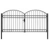 Cancela de valla doble puerta con arco 300x150 cm acero negro 2