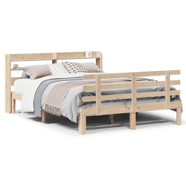 Estructura de cama con cabecero madera maciza pino 120x190 cm M 2